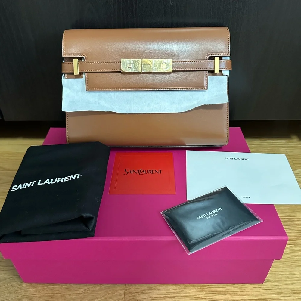 💯%Authentic!Brand New!Saint Laurent Manhattan Small Shoulder Bag In Box Leather